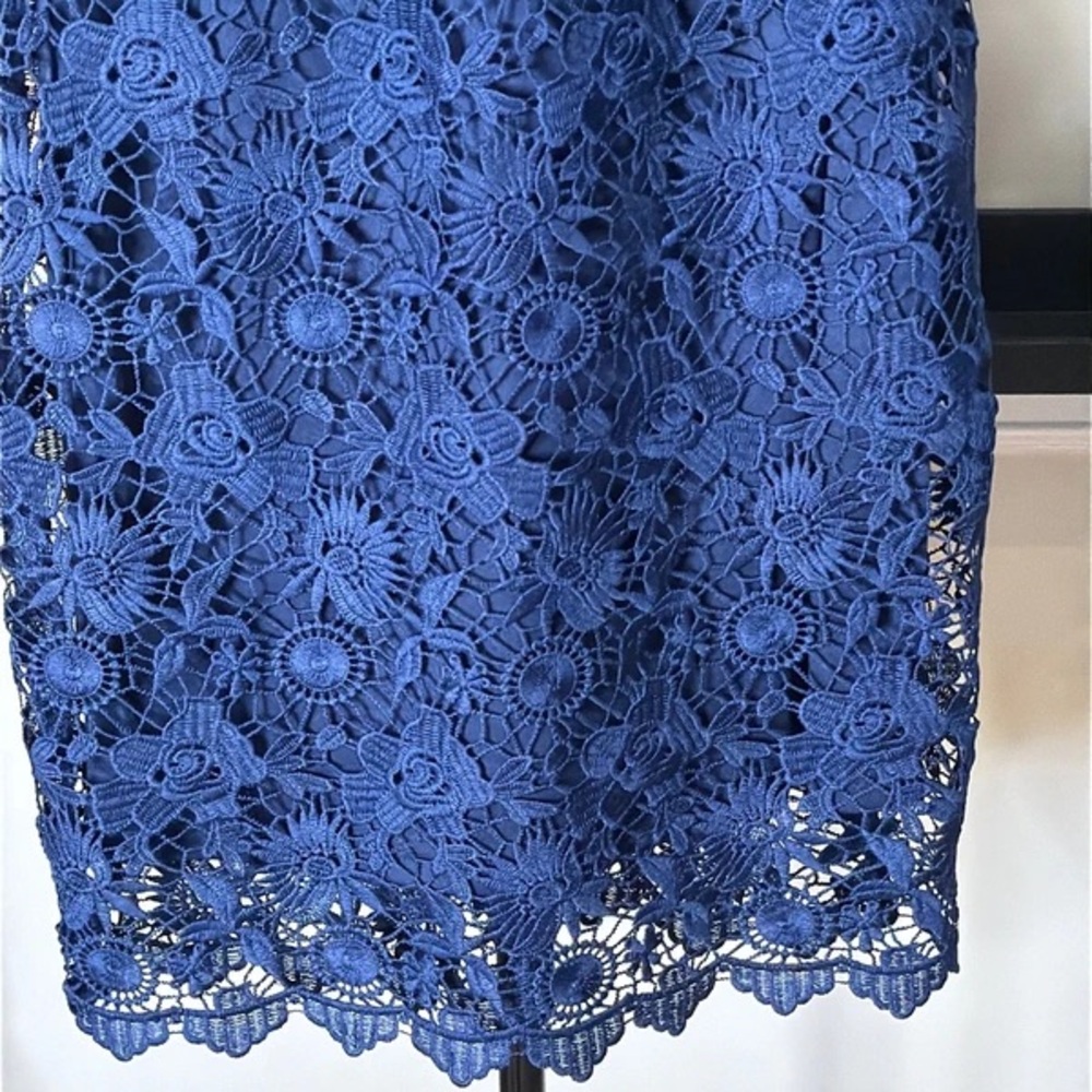 Chadwicks Navy Blue Crochet Lace Shift Dress - Picture 2 of 5